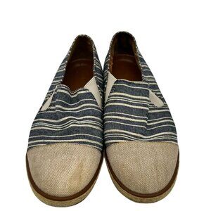 Enzo Angiolini Womens Slip On Flat Espadrilles Size 8M Blue Striped Canvas